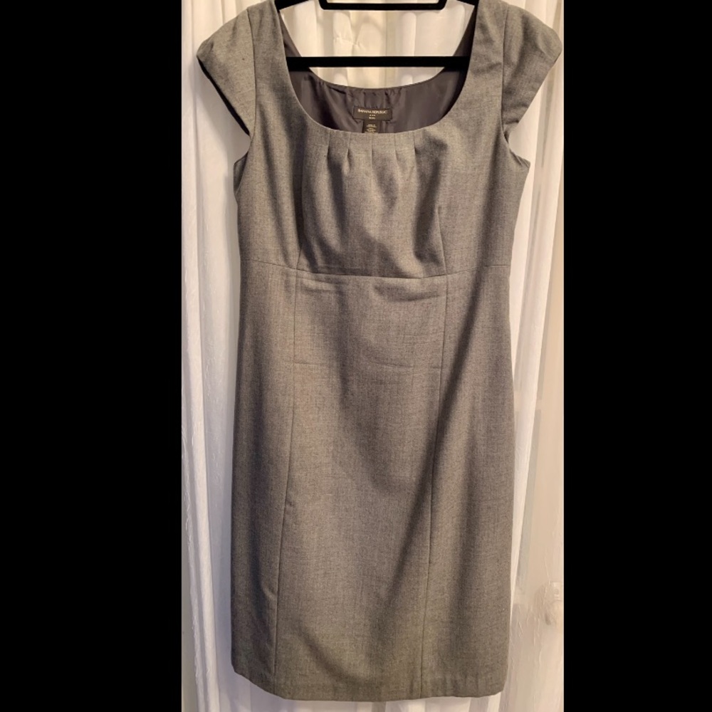 BR cap sleeves gray wool business dress